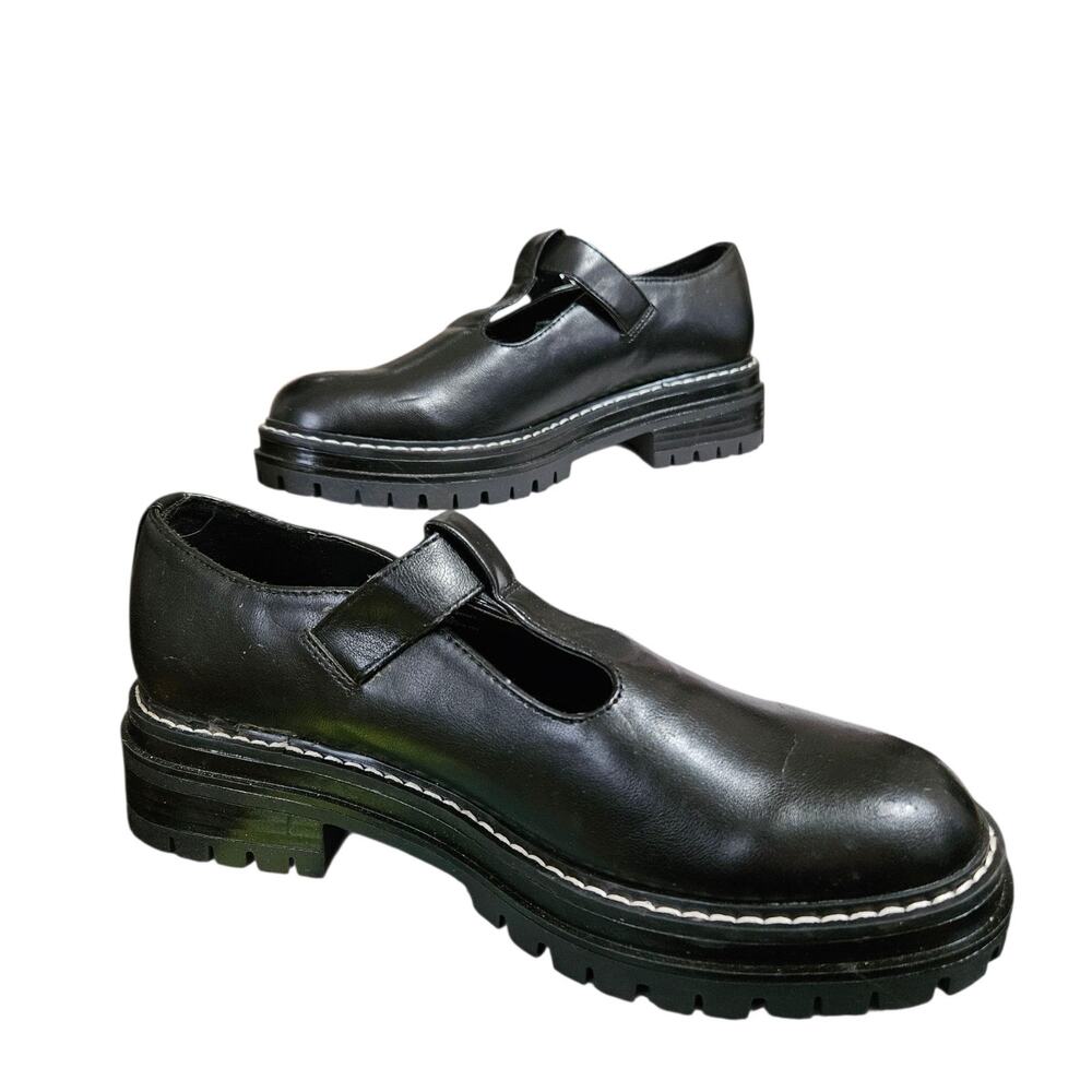 NOBO Women's Shoes Size 7 Black Mary Janes Chunky Lug Soles Straps Excellent